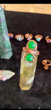 Wire Wrapped Gemstone Adjustable Rings - Connie’s Crystals 