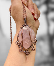 Rose Quartz Wire Wrapped Worry Stone