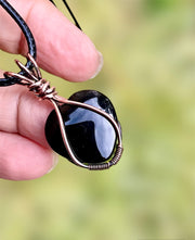 Black Obsidian Wire Wrapped Heart Pendants