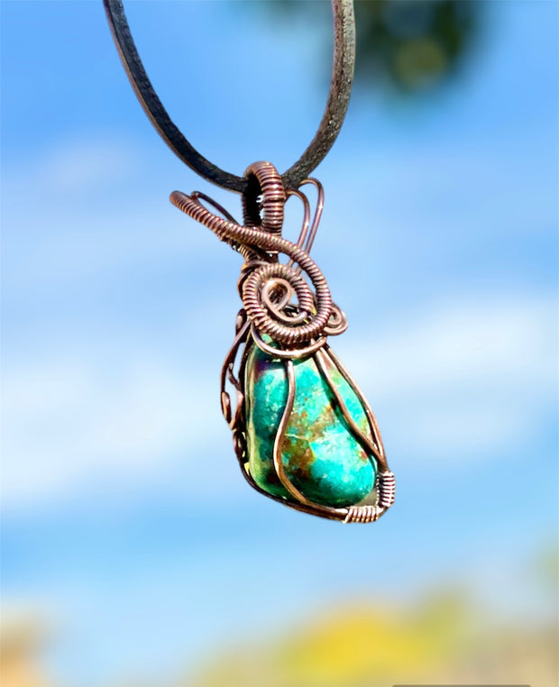 Chrysocolla Wire Wrapped Pendant