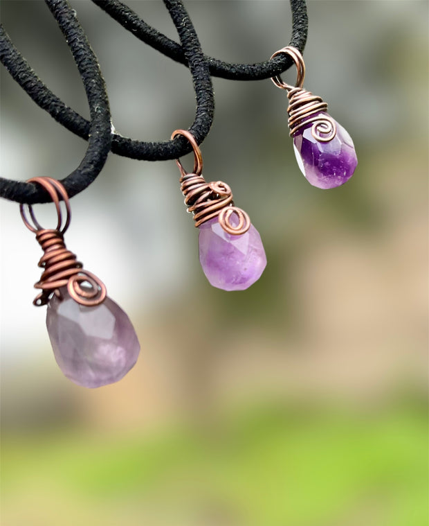 Amethyst Faceted Wire Wrapped Pendant