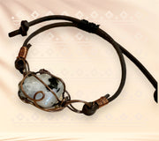 Rainbow Moonstone Leather Bracelet