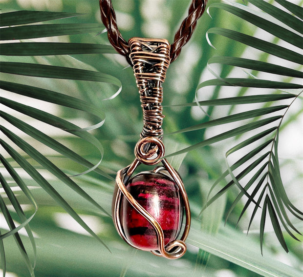 Red Kunzite Wire Wrapped Pendant