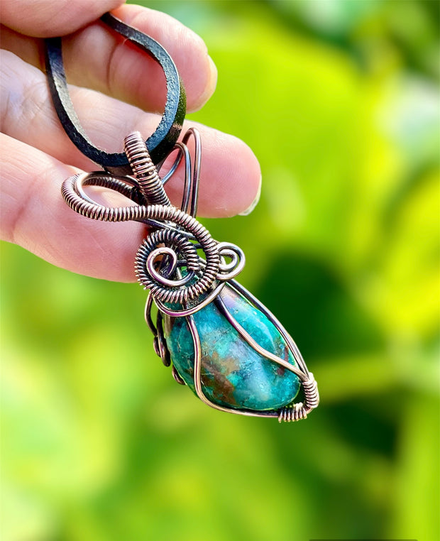 Chrysocolla Wire Wrapped Pendant