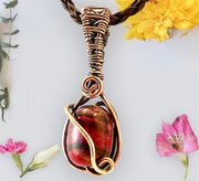 Red Kunzite Wire Wrapped Pendant