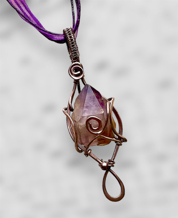 Large Amethyst Wire Wrapped Point Pendant