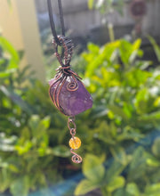 Amethyst Boho Pendant with Hanging Citrine