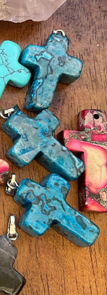 Mini Gemstone Cross Pendants - Connie’s Crystals 