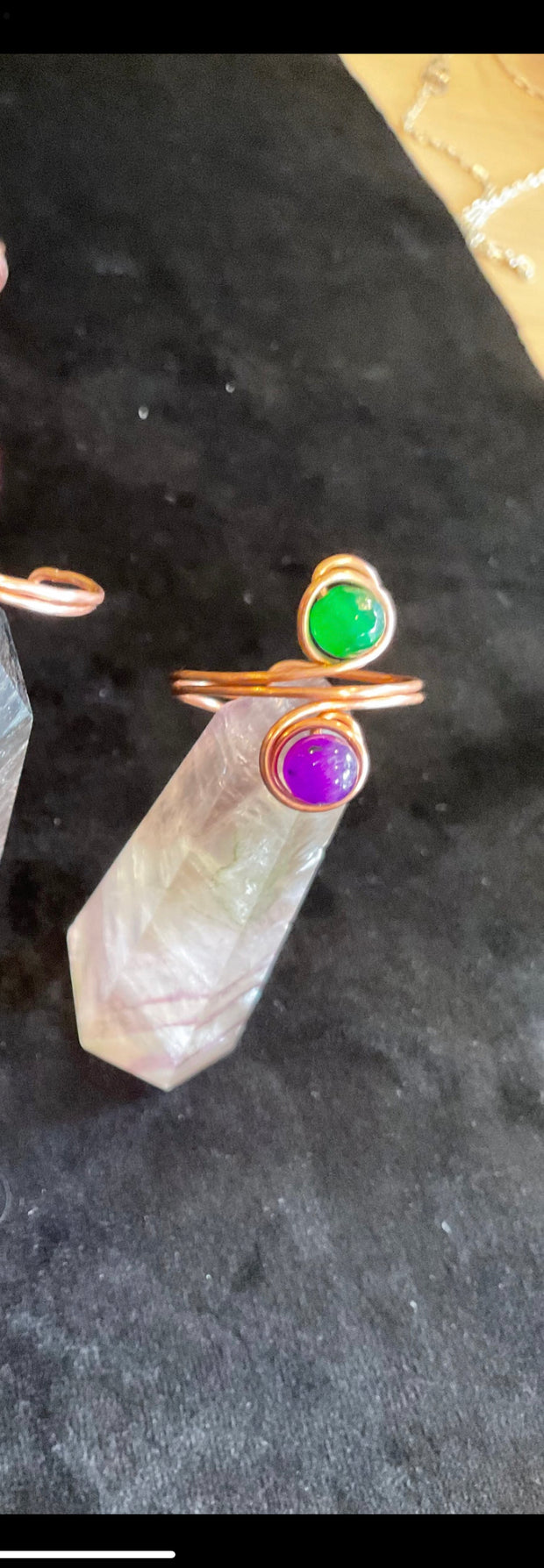 Wire Wrapped Gemstone Adjustable Rings - Connie’s Crystals 