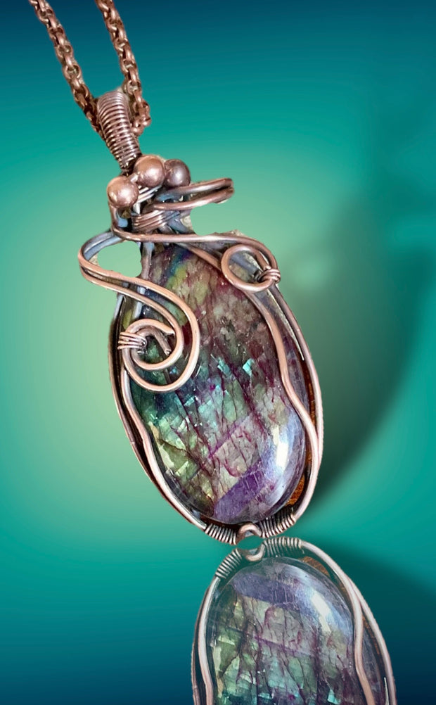 Wire Wrapped Labradorite Pendant - Connie’s Crystals 