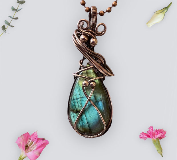 Wire Wrapped Labradorite Pendant - Connie’s Crystals 