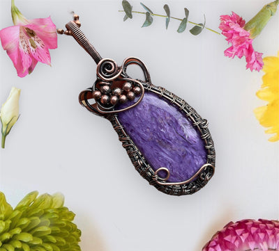 Charoite Wire Wrapped Pendant - Connie’s Crystals 