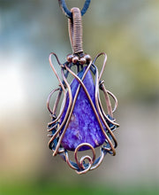 Charoite Gemstone Wire Wrapped Pendant