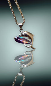 Amethyst Sterling Silver Dolphin Necklace - Connie’s Crystals 