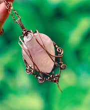 Rose Quartz Wire Wrapped Worry Stone