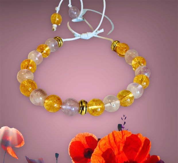 Amethyst & Citrine Beaded Bracelet