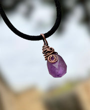 Amethyst Faceted Wire Wrapped Pendant