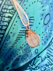 Selenite Gemstone Orb Wire Wrapped Pendant