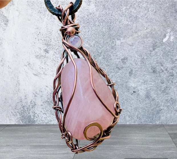 Rose Quartz Wire Wrapped Pendant