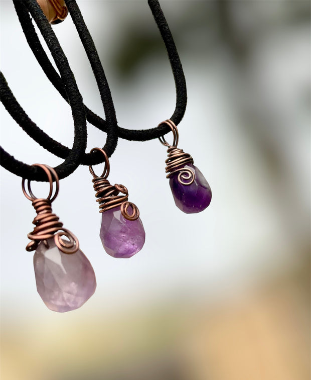 Amethyst Faceted Wire Wrapped Pendant