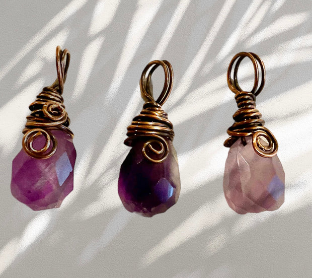 Amethyst Faceted Wire Wrapped Pendant