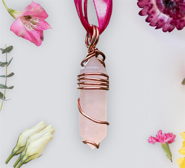 Rose Quartz Wire Wrapped Point