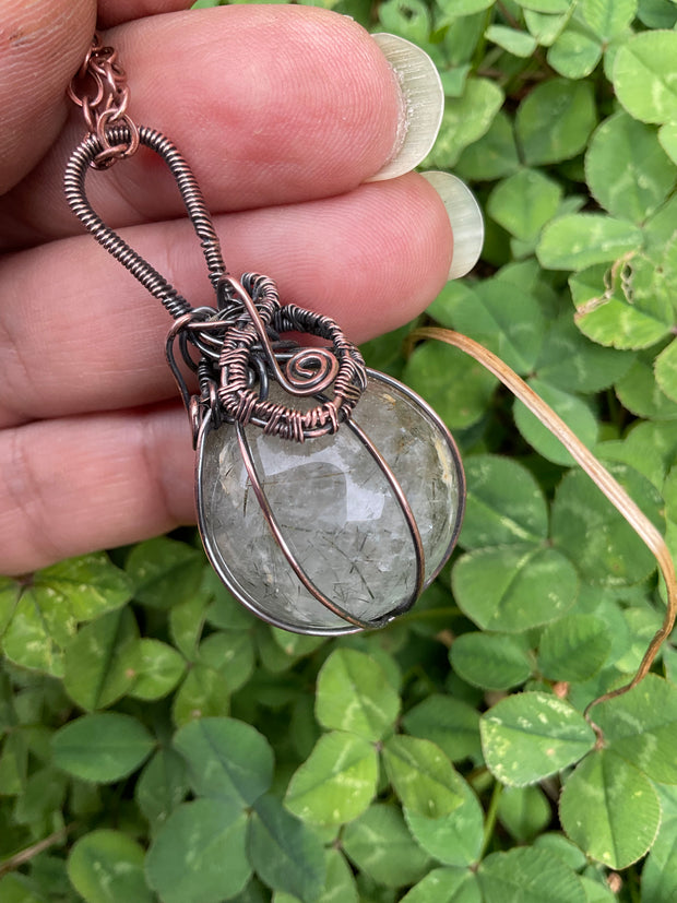 Rutilated Quartz Wire Wrapped Orb Pendant - Connie’s Crystals 