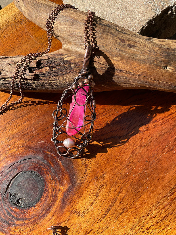 Pink Aura Quartz Pendant - Connie’s Crystals 