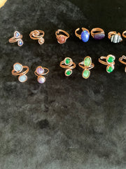 Wire Wrapped Gemstone Adjustable Rings - Connie’s Crystals 