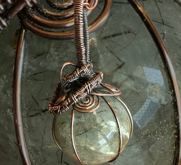 Rutilated Quartz Wire Wrapped Orb Pendant - Connie’s Crystals 