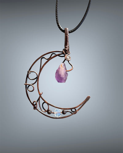 Amethyst Crescent Moon Pendant - Connie’s Crystals 