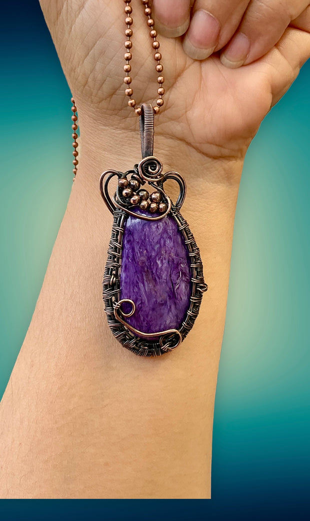 Charoite Wire Wrapped Pendant - Connie’s Crystals 