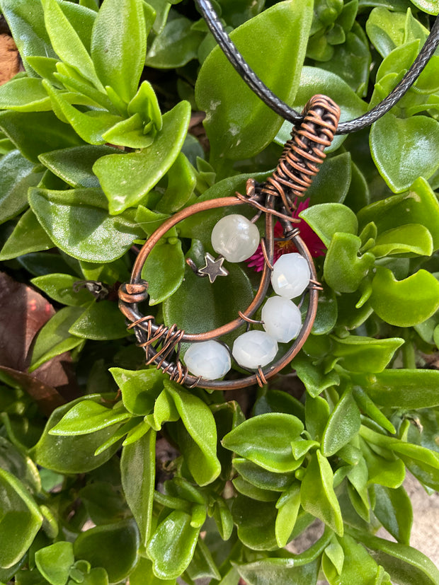 Selenite And Moonstone Moon Pendant - Connie’s Crystals 