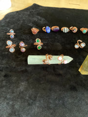 Wire Wrapped Gemstone Adjustable Rings - Connie’s Crystals 