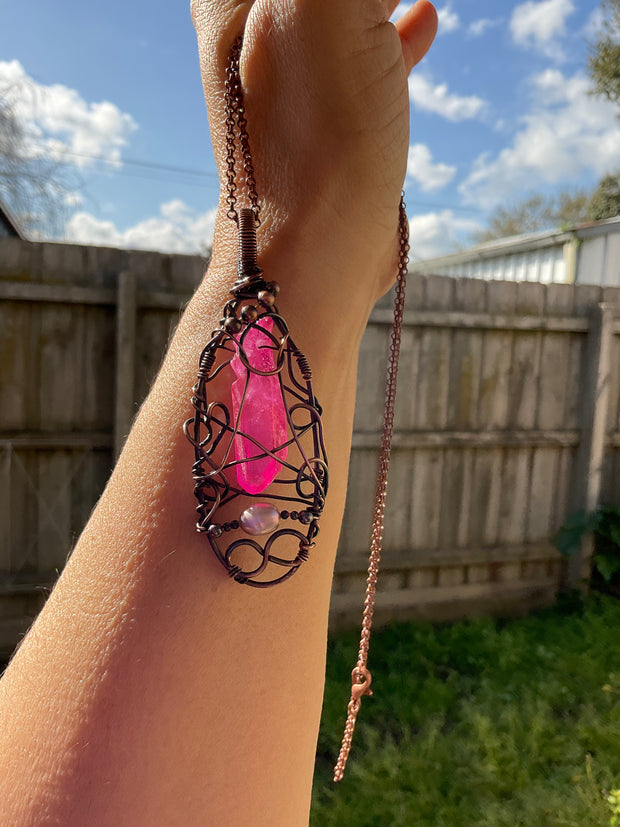 Pink Aura Quartz Pendant - Connie’s Crystals 