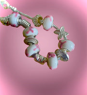 Pink Ribbon Murano Glass Bead Bracelet - Connie’s Crystals 