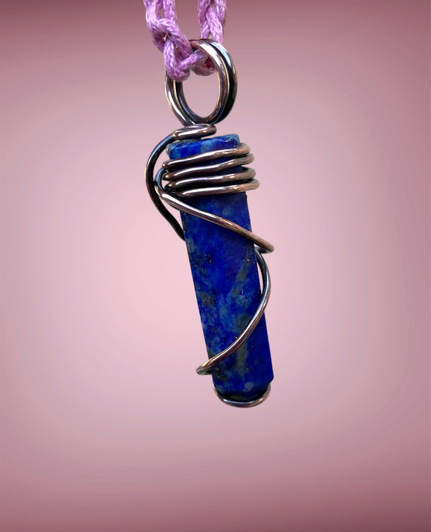 Lapis Lazuli Point Wire Wrapped Pendant - Connie’s Crystals 