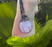 Rose Quartz Wire Wrapped Orb Pendant - Connie’s Crystals 