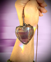 Rainbow Fluorite Heart Shaped Pendant - Connie’s Crystals 