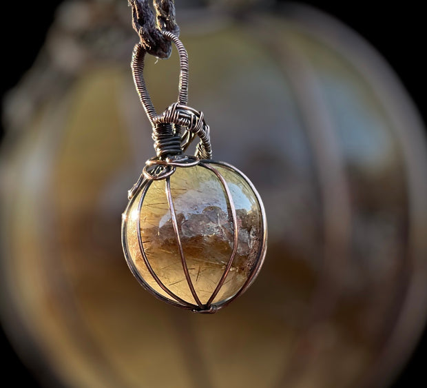 Rutilated Quartz Wire Wrapped Orb Pendant - Connie’s Crystals 