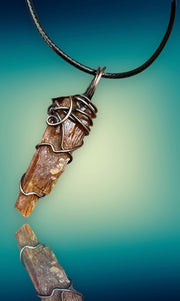 Orange Kyanite Wire Wrapped Pendant - Connie’s Crystals 