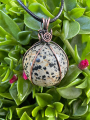 Dalmatian Jasper Wire Wrapped Orb Pendant - Connie’s Crystals 