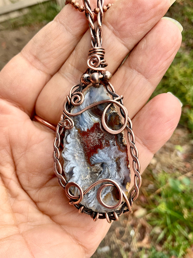 Druzy Geode Agate Wire Wrapped Pendant - Connie’s Crystals 