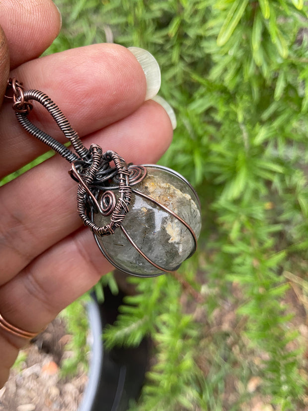 Rutilated Quartz Wire Wrapped Orb Pendant - Connie’s Crystals 