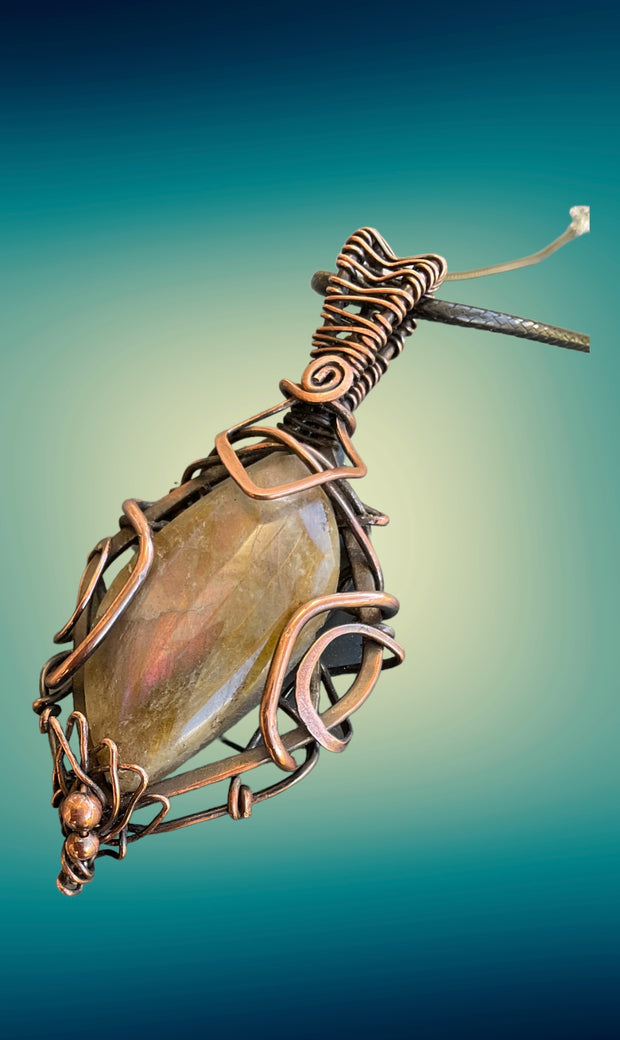 Pink Labradorite Wire Wrapped Pendant - Connie’s Crystals 