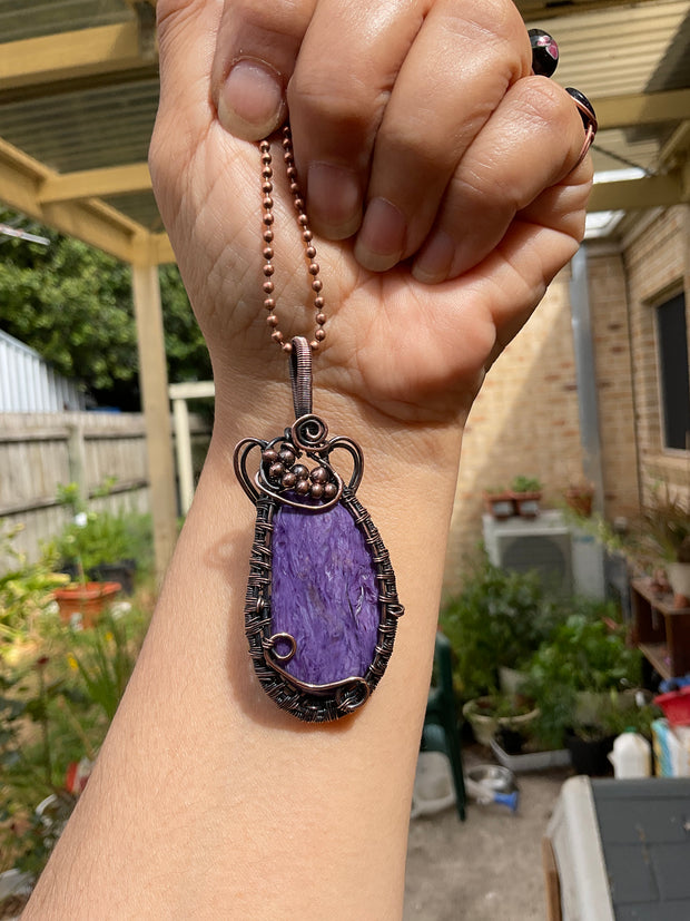 Charoite Wire Wrapped Pendant - Connie’s Crystals 