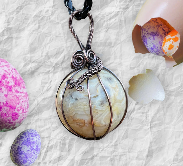 Mexican Crazy Lace Agate Wire Wrapped Orb Pendant - Connie’s Crystals 