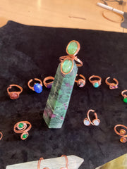 Wire Wrapped Gemstone Adjustable Rings - Connie’s Crystals 