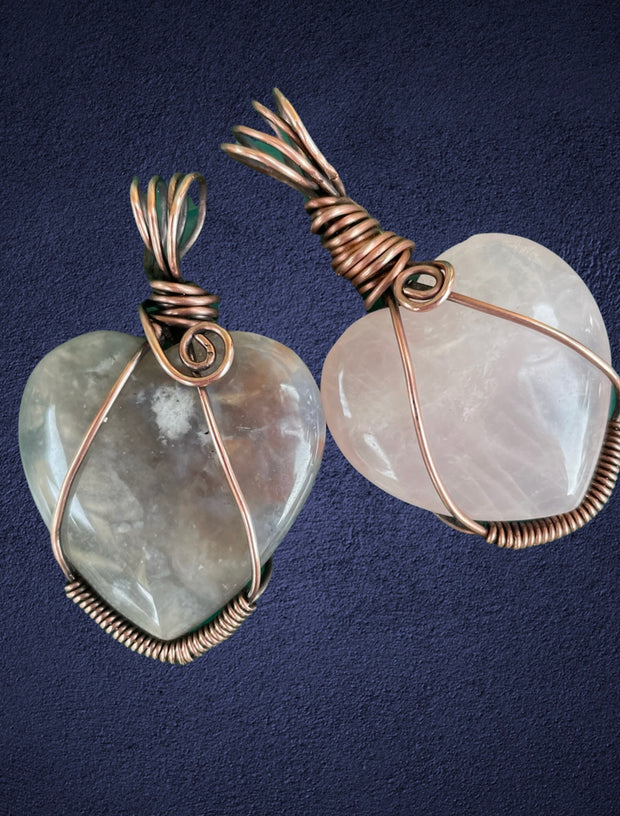 Wire Wrapped Gemstone Hearts - Connie’s Crystals 