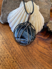 Black Fire Agate Wire Wrapped Pendant - Connie’s Crystals 